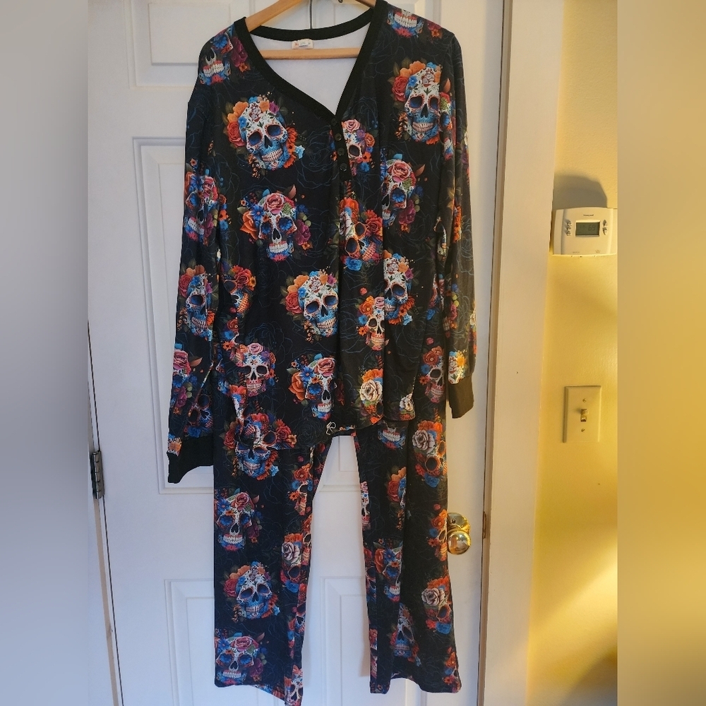 Shirley&Stone Sugar Skull Pajama Set Size 2xl Witchy Whimsigoth Goth